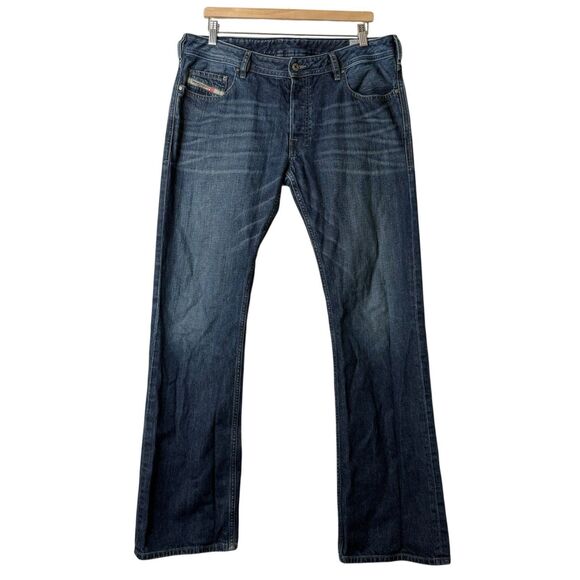 Diesel Industry Jeans Mens 36X34 Blue Bootcut Zatiny USA Button Fly Whiskered